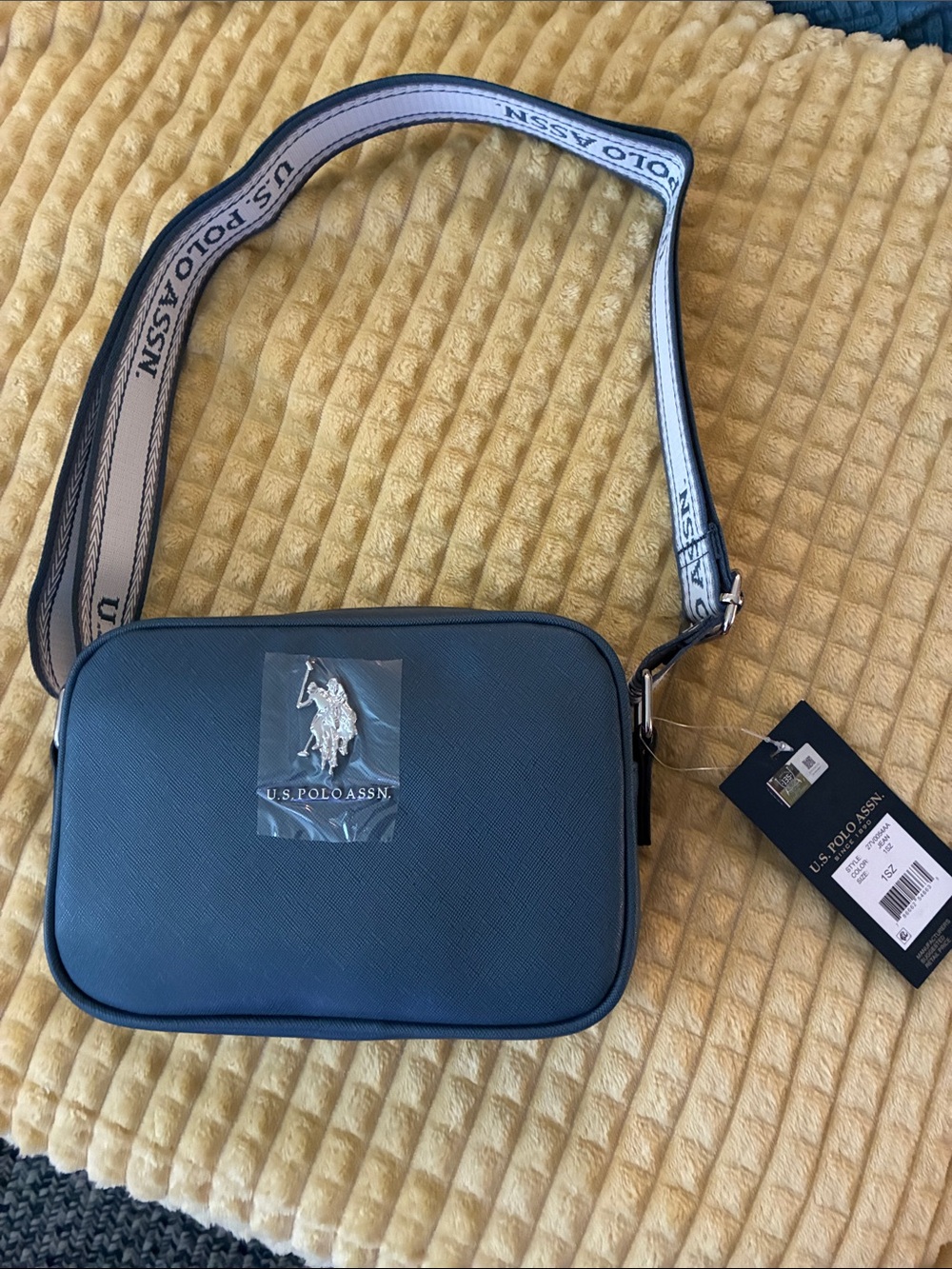 U.S. Polo Assn. Navy Crossbody with Branded Strap and Silver Logo